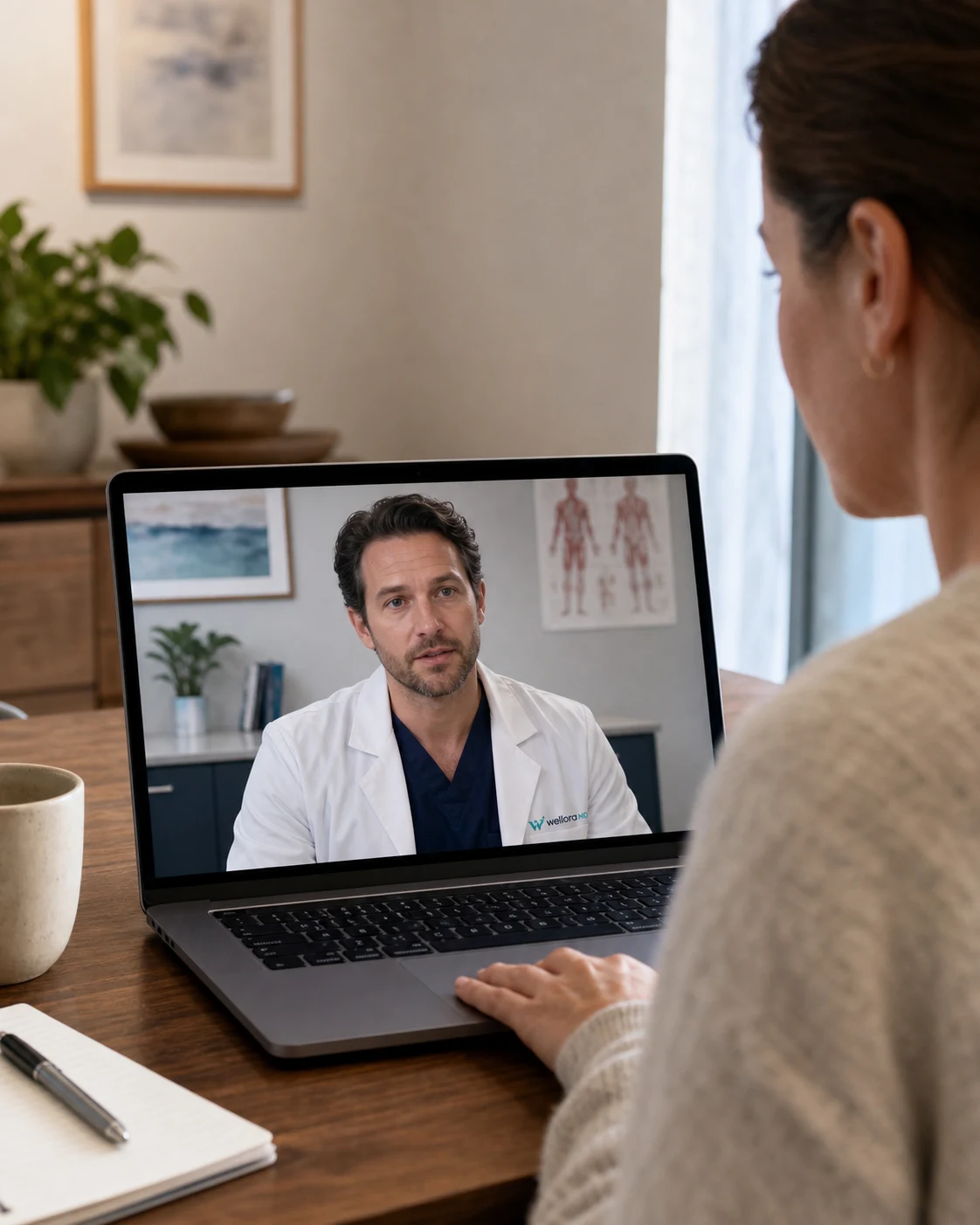 Patient meeting with a WellOraMD clinician during a private video consultation at home